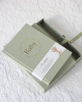 Baby Memory Book with Keepsake Box – Sage Green Linen