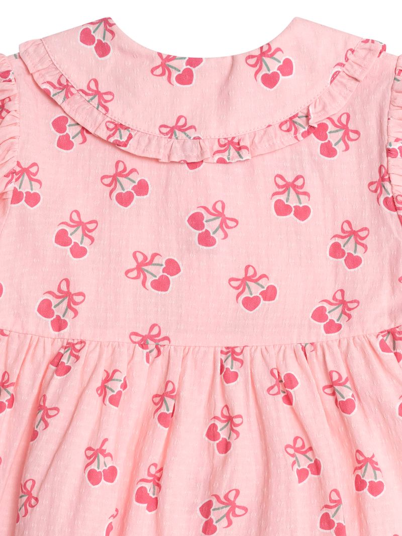 Huxbaby Cherry Pie Tiered Smock Dress - Apricot