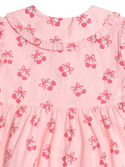 Huxbaby Cherry Pie Tiered Smock Dress - Apricot