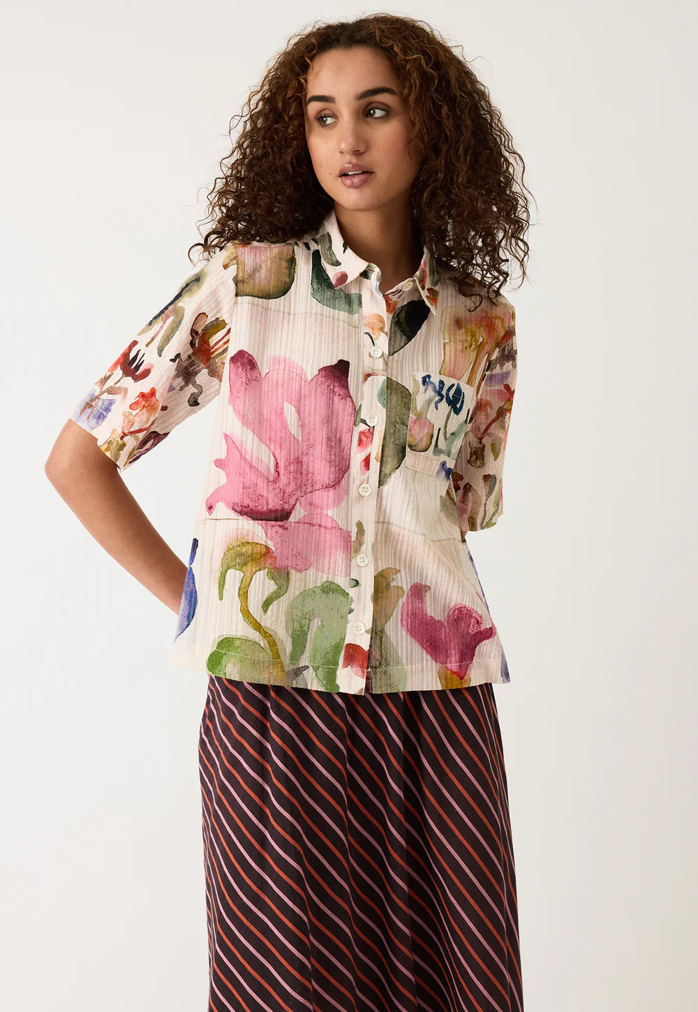 Nancybird Summer Shirt - Watercolour Collage