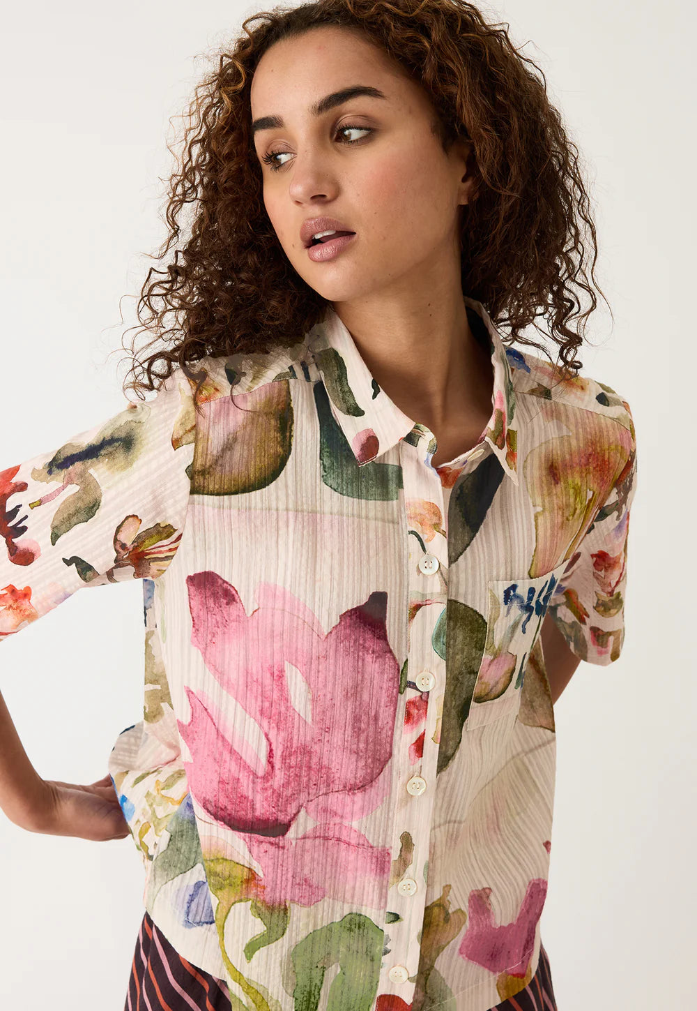 Nancybird Summer Shirt - Watercolour Collage