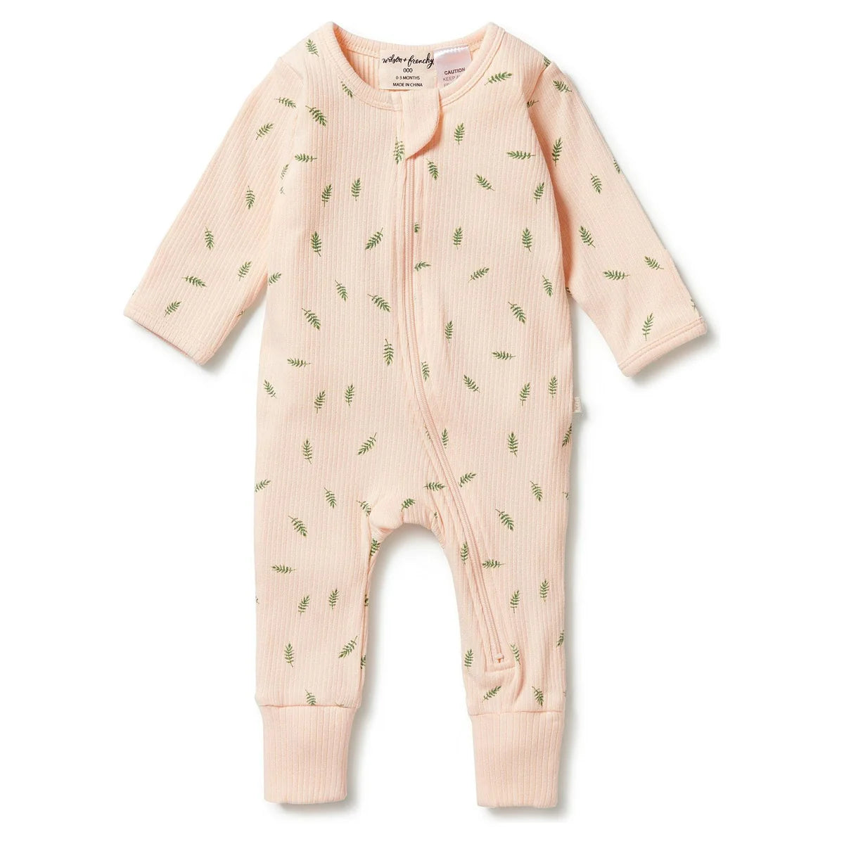 Wilson & Frenchy Organic Rib Zipsuit with Feet - Falling Leaf
