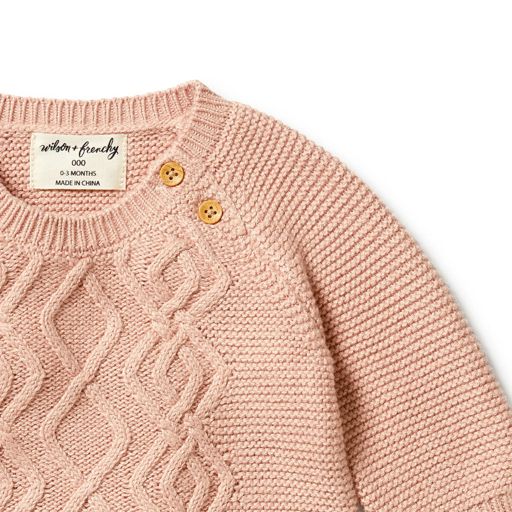 Wilson & Frenchy Knitted Cable Growsuit - Rose