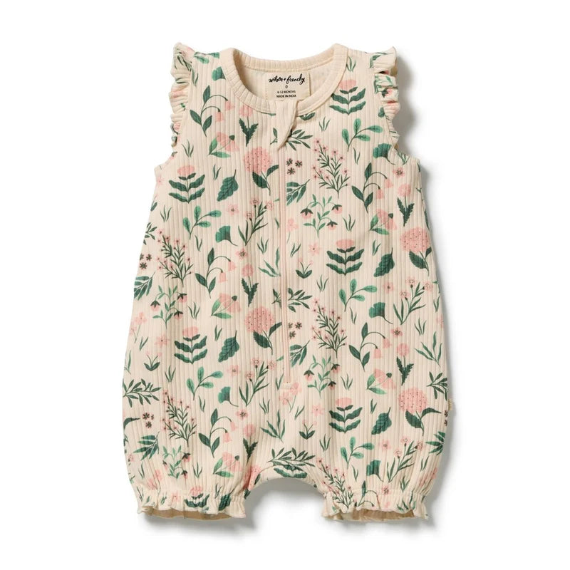 Sweet Bloom Organic Ruffle Zipsuit