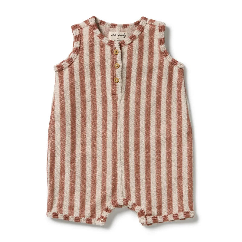 Cherry Cola Stripe Organic Terry Growsuit