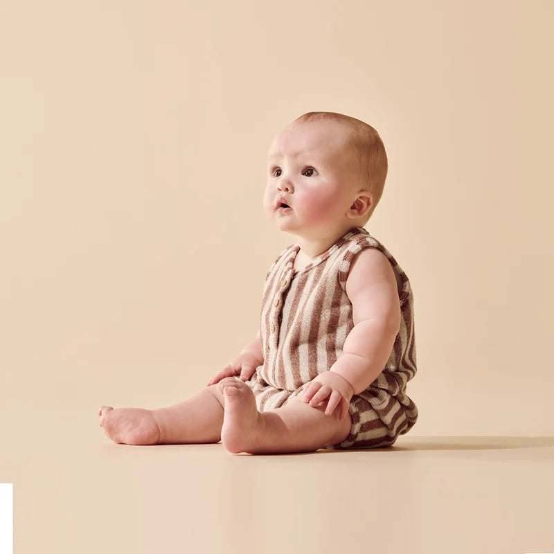Cherry Cola Stripe Organic Terry Growsuit