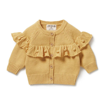Wilson & Frenchy Knitted Ruffle Cardigan | Dijon