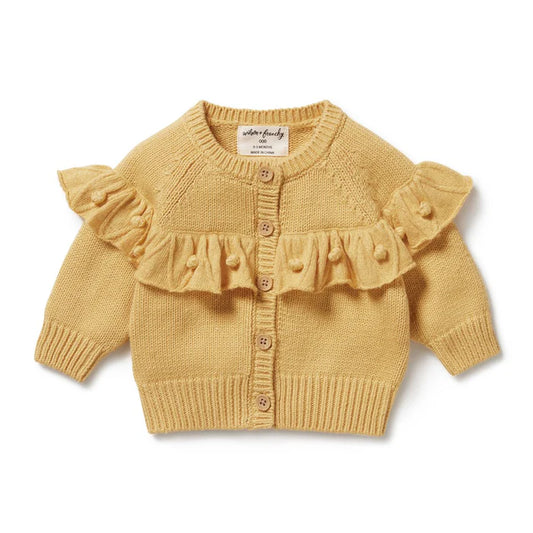Wilson & Frenchy Knitted Ruffle Cardigan | Dijon