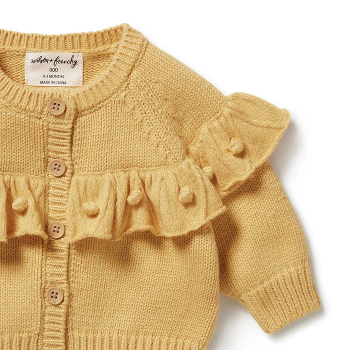 Wilson & Frenchy Knitted Ruffle Cardigan | Dijon