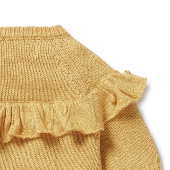 Wilson & Frenchy Knitted Ruffle Cardigan | Dijon