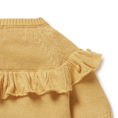 Wilson & Frenchy Knitted Ruffle Cardigan | Dijon
