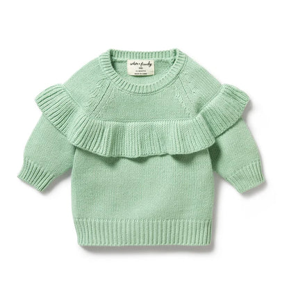 Wilson & Frenchy Knitted Ruffle Jumper | Mint Green