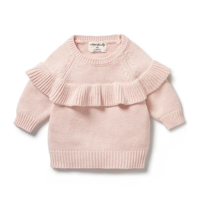 Wilson & Frenchy Knitted Ruffle Jumper | Pink