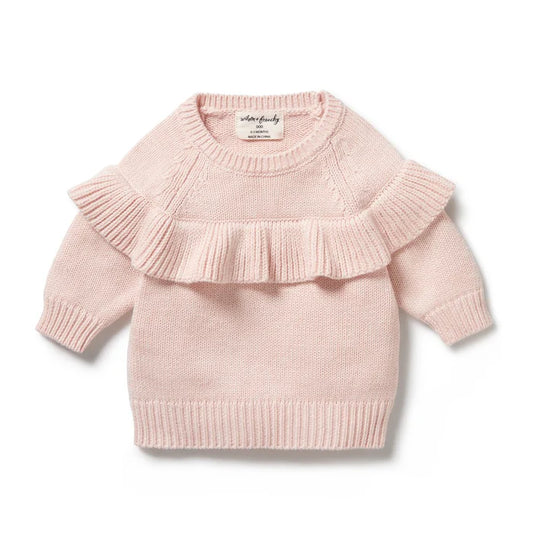 Wilson & Frenchy Knitted Ruffle Jumper | Pink