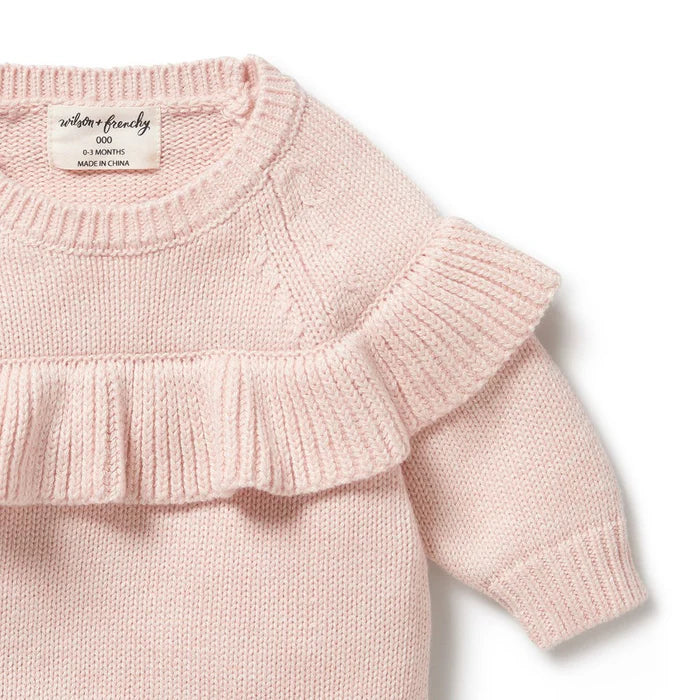 Wilson & Frenchy Knitted Ruffle Jumper | Pink