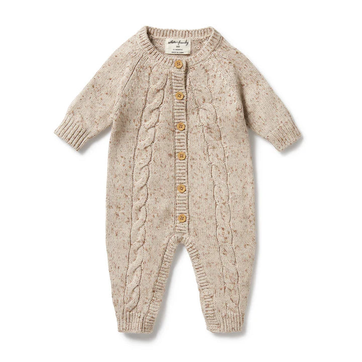 Wilson and Frenchy Knitted Cable Growsuit | Almond