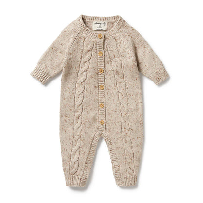 Wilson and Frenchy Knitted Cable Growsuit | Almond