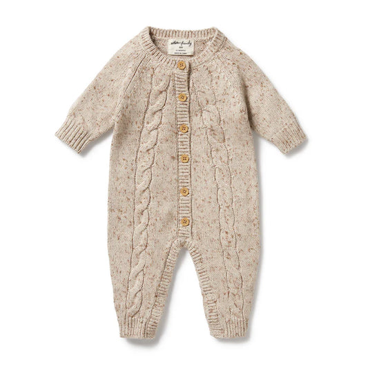 Wilson and Frenchy Knitted Cable Growsuit | Almond