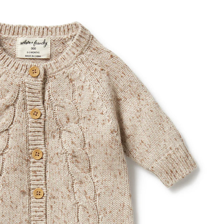 Wilson and Frenchy Knitted Cable Growsuit | Almond