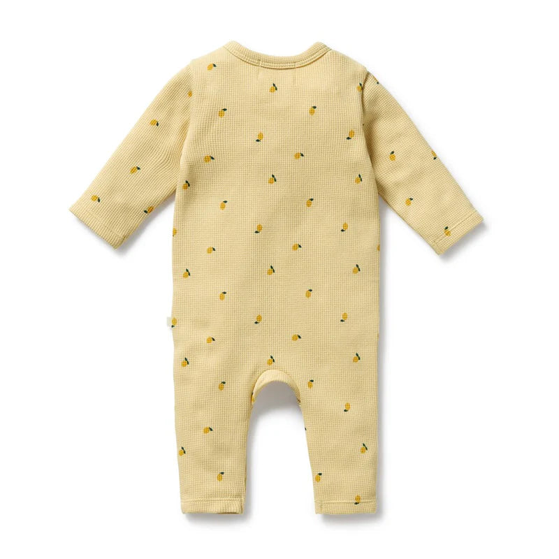 Wilson & Frenchy Little Lemon Organic Waffle Ruffle Zipsuit
