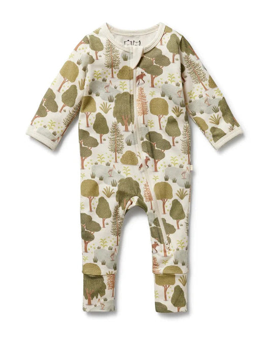 Wilson & Frenchy Little Trees Organic Zipsuit with Feet