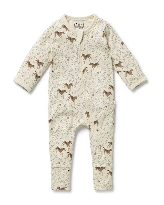 Wilson & Frenchy Trixie Horse Organic Zipsuit with Feet