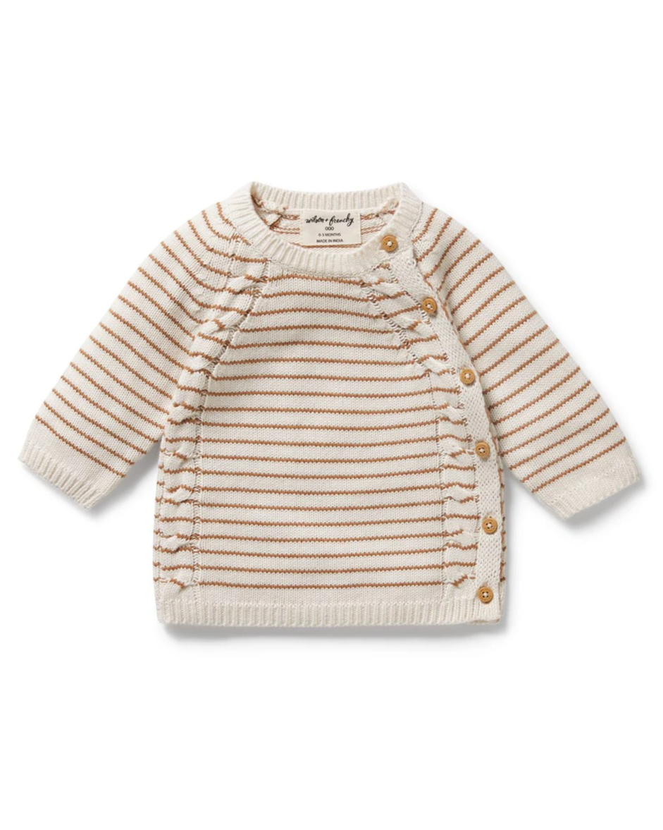 Wilson & Frenchy Cinnamon Stripe Organic Knitted Kimono Cardigan