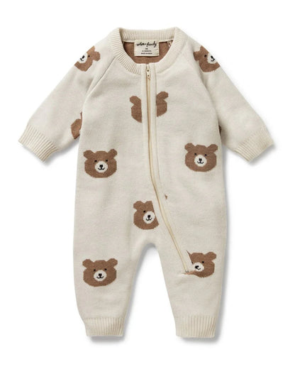 Wilson & Frenchy Beary Cute Organic Knitted Jacquard Growsuit