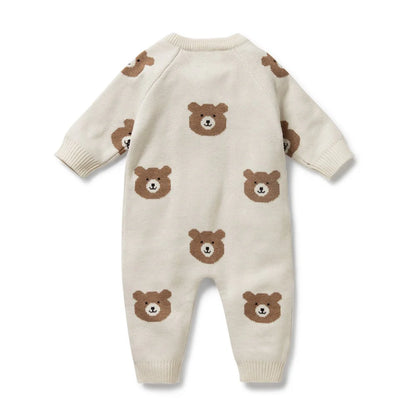Wilson & Frenchy Beary Cute Organic Knitted Jacquard Growsuit
