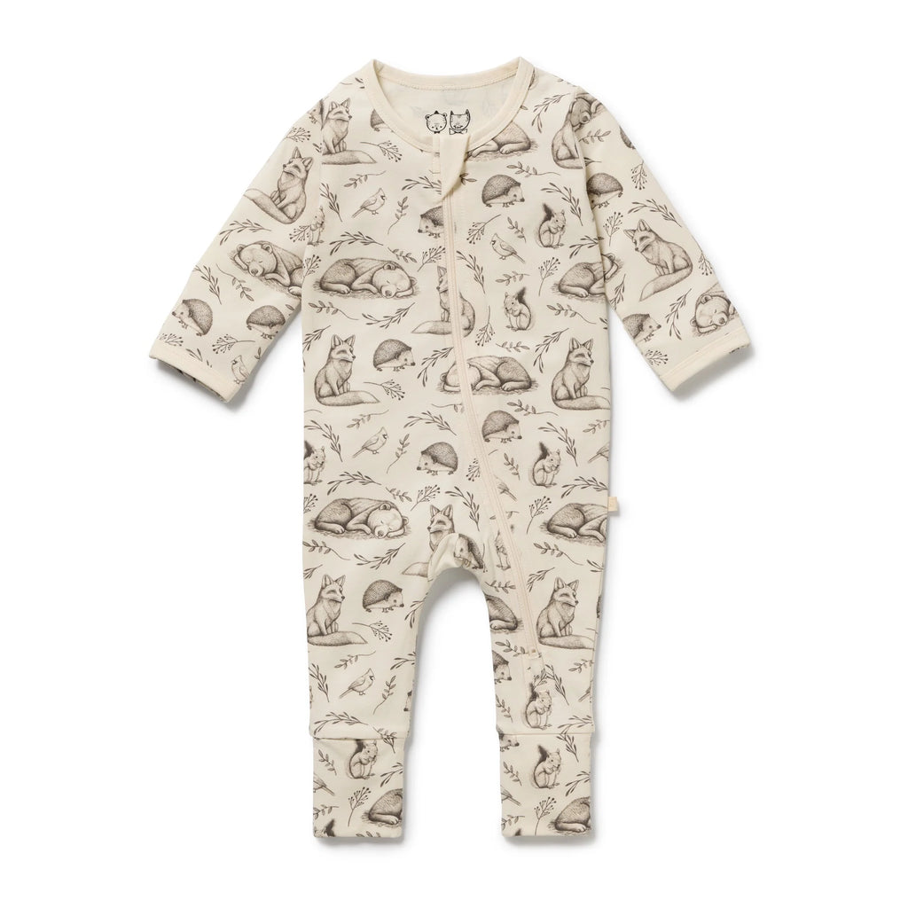 Wilson & Frenchy Foxglove Forest Organic Zipsuit with Feet