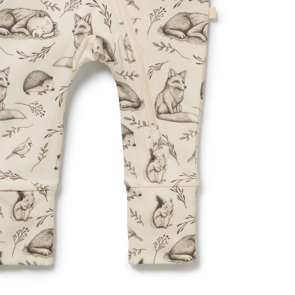 Wilson & Frenchy Foxglove Forest Organic Zipsuit with Feet