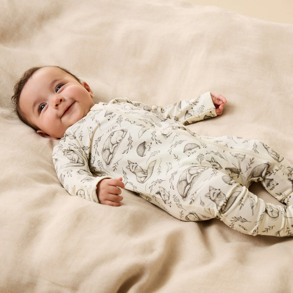 Wilson & Frenchy Foxglove Forest Organic Zipsuit with Feet