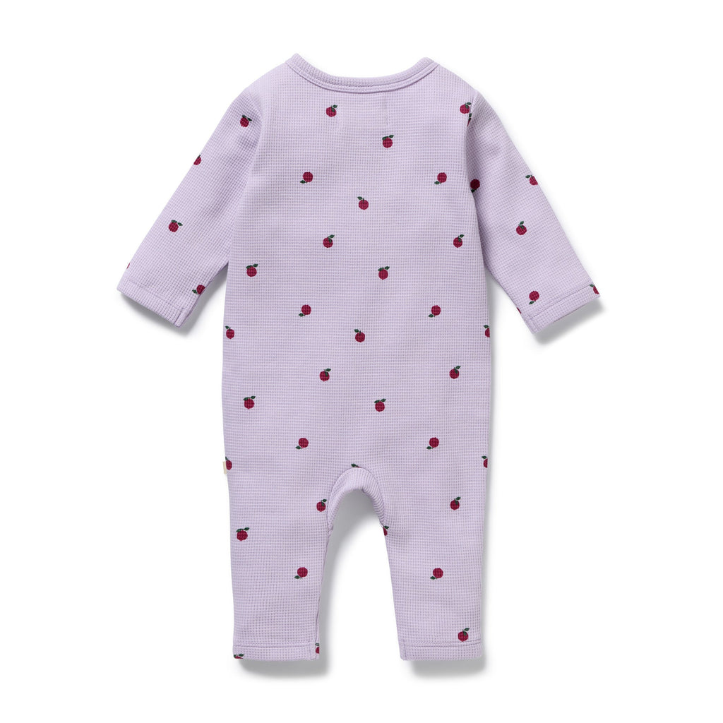 Wilson & Frenchy Berry Plums Organic Waffle Ruffle Zipsuit