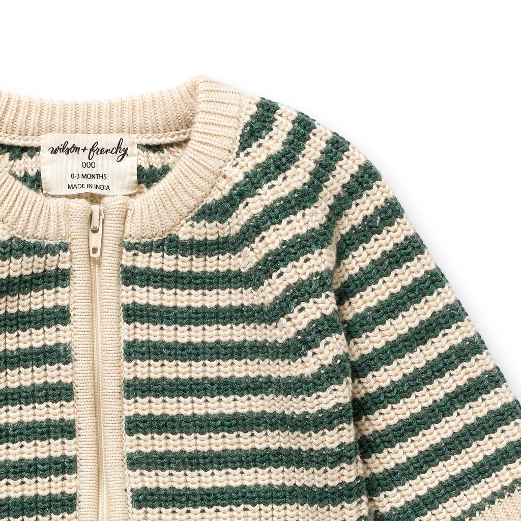 Wilson & Frenchy Clover Organic Knitted Stripe Growsuit