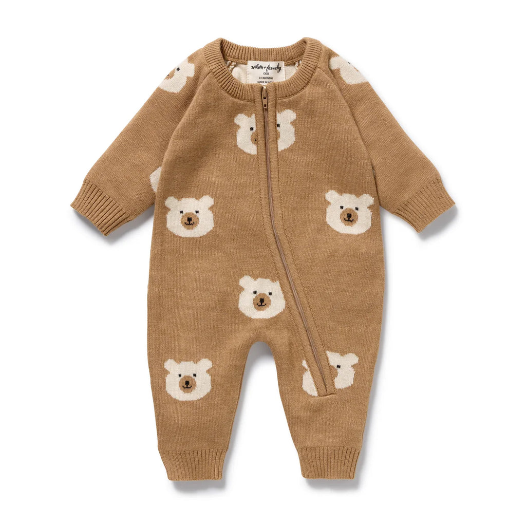 Wilson & Frenchy Beary Cute Organic Knitted Jacquard Growsuit