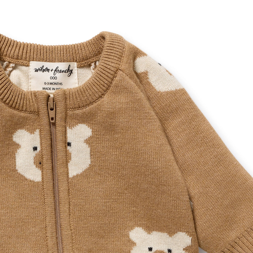 Wilson & Frenchy Beary Cute Organic Knitted Jacquard Growsuit