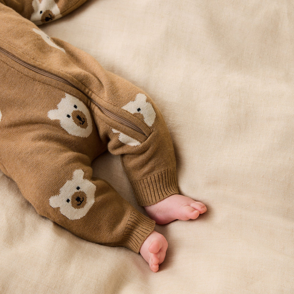 Wilson & Frenchy Beary Cute Organic Knitted Jacquard Growsuit