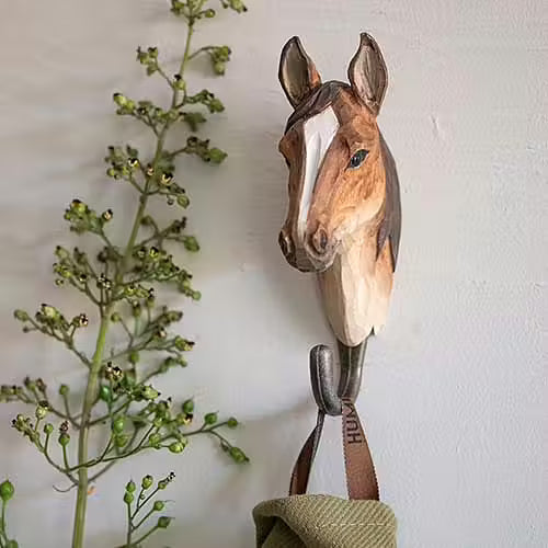 Hand-Carved Horse Hook