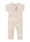 Wilson & Frenchy Stripe Rib Zipsuit - Pink Lemonade
