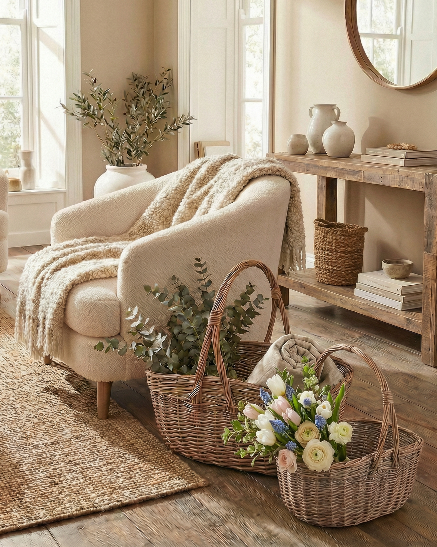 Woven Wicker Harvest Baskets