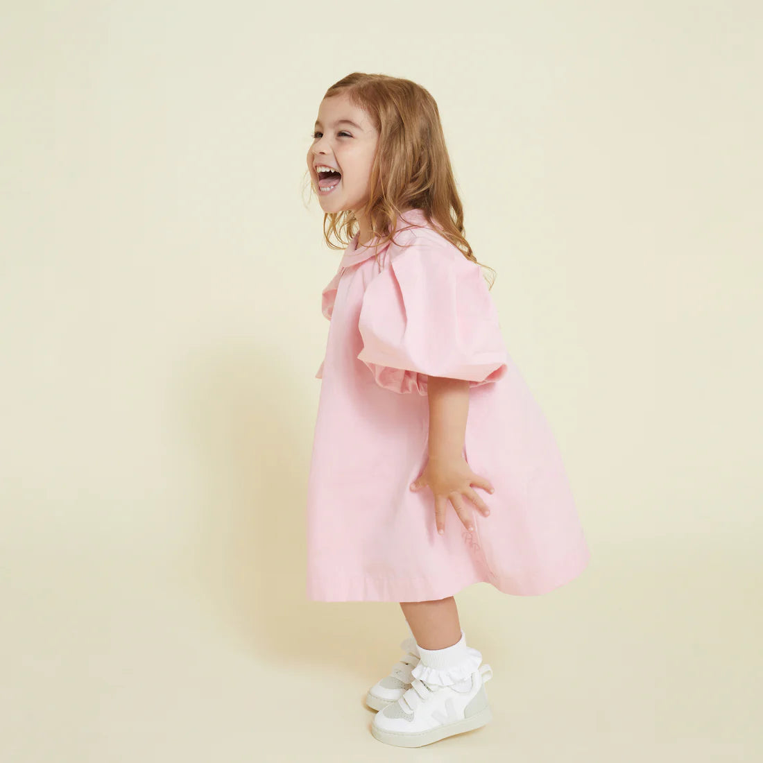 Prudie & Primmie Scallop Collar Smock Dress - Almond Blossom