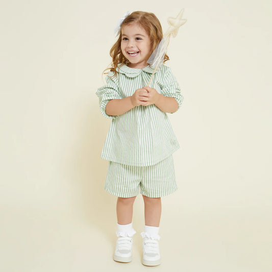 Collared Shirt - Sage & Milk Stripe