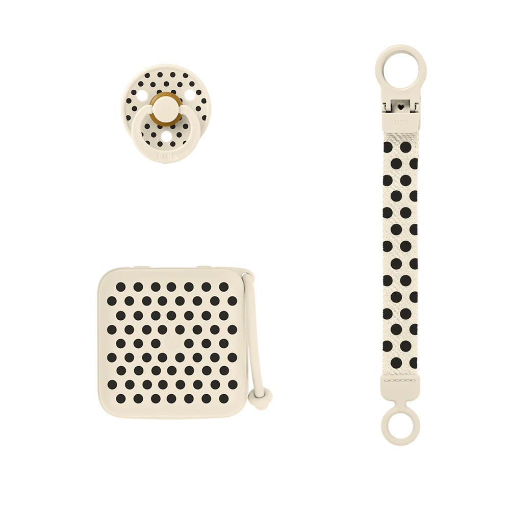 BIBS Gift Set, Soothe & Go - Polka Ivory/Black