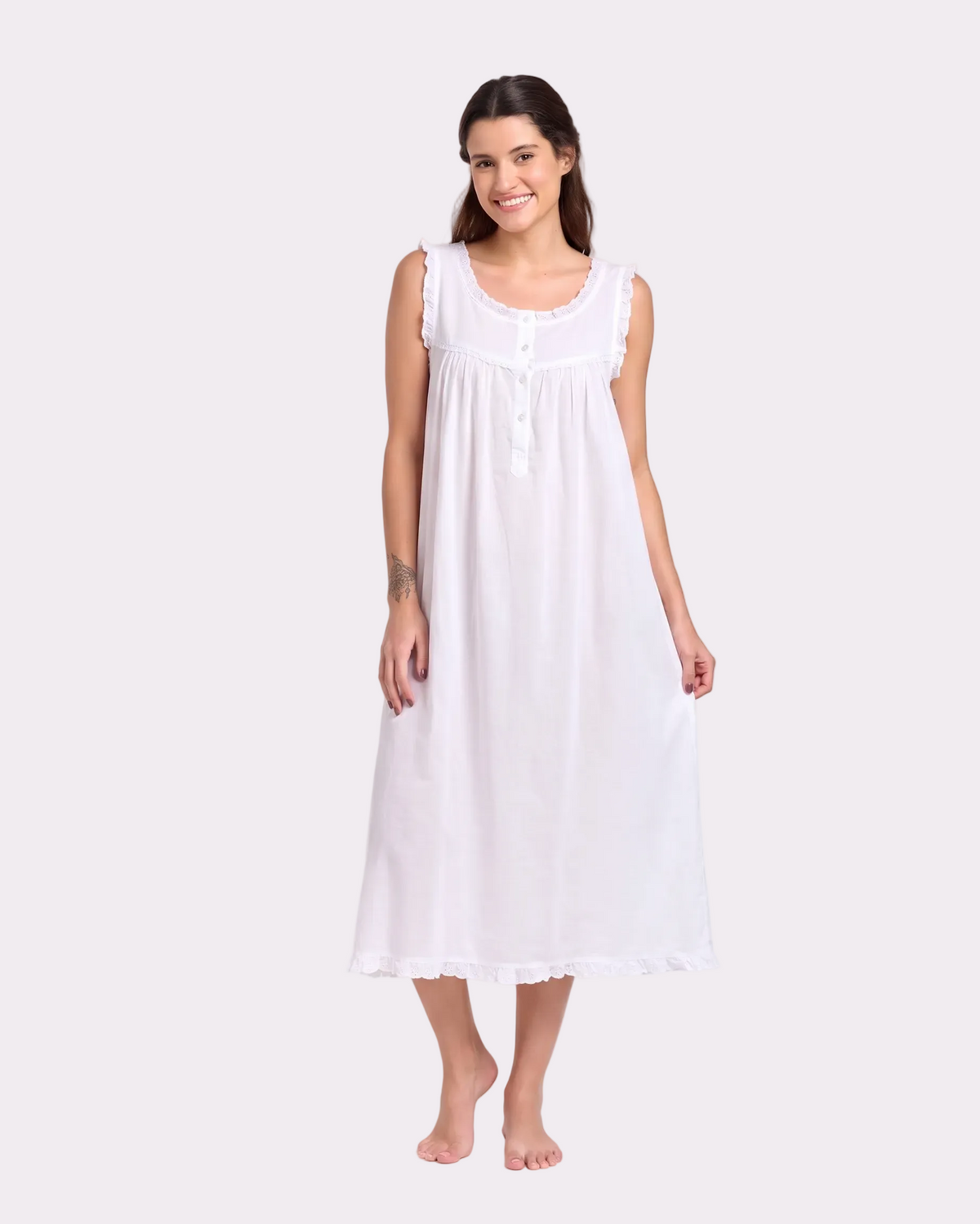 Arabella White Sleeveless Nightie