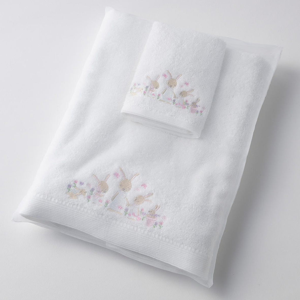 Jiggle & Giggle Bunny Garden Bath Towel & Face Washer