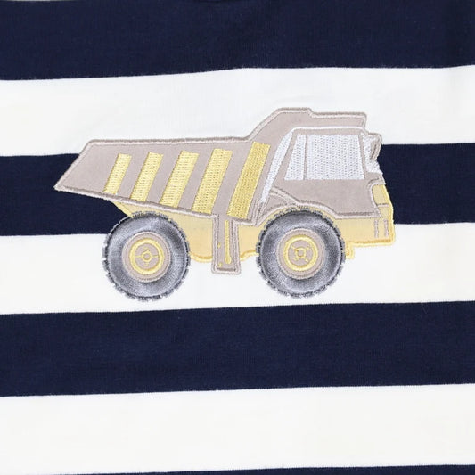 Korango Truck Applique Tee - Navy Stripe