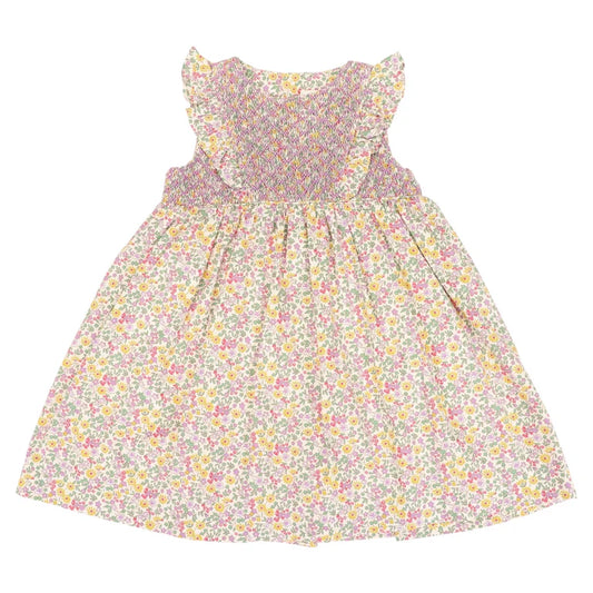 Korango Frill Smocked Dress Yellow Floral