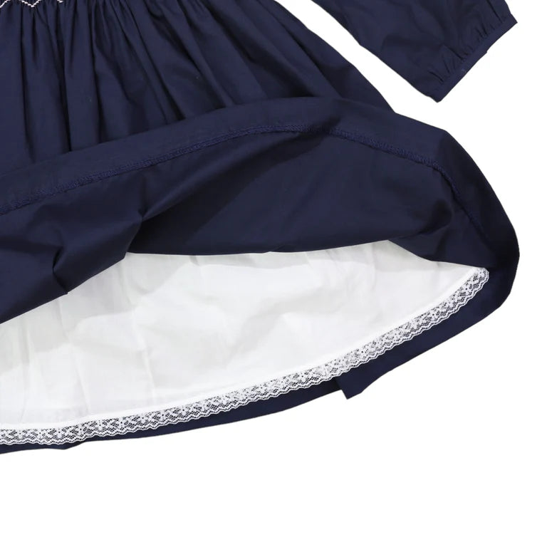 Korango Tone on Tone Smocked Dress - Navy