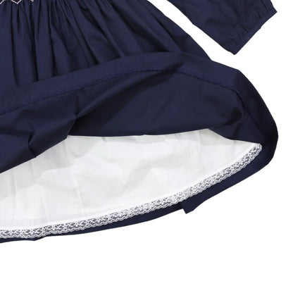 Korango Tone on Tone Smocked Dress - Navy