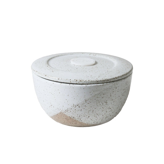 White Speckle Containers with Lids- Set of 2x 360mL